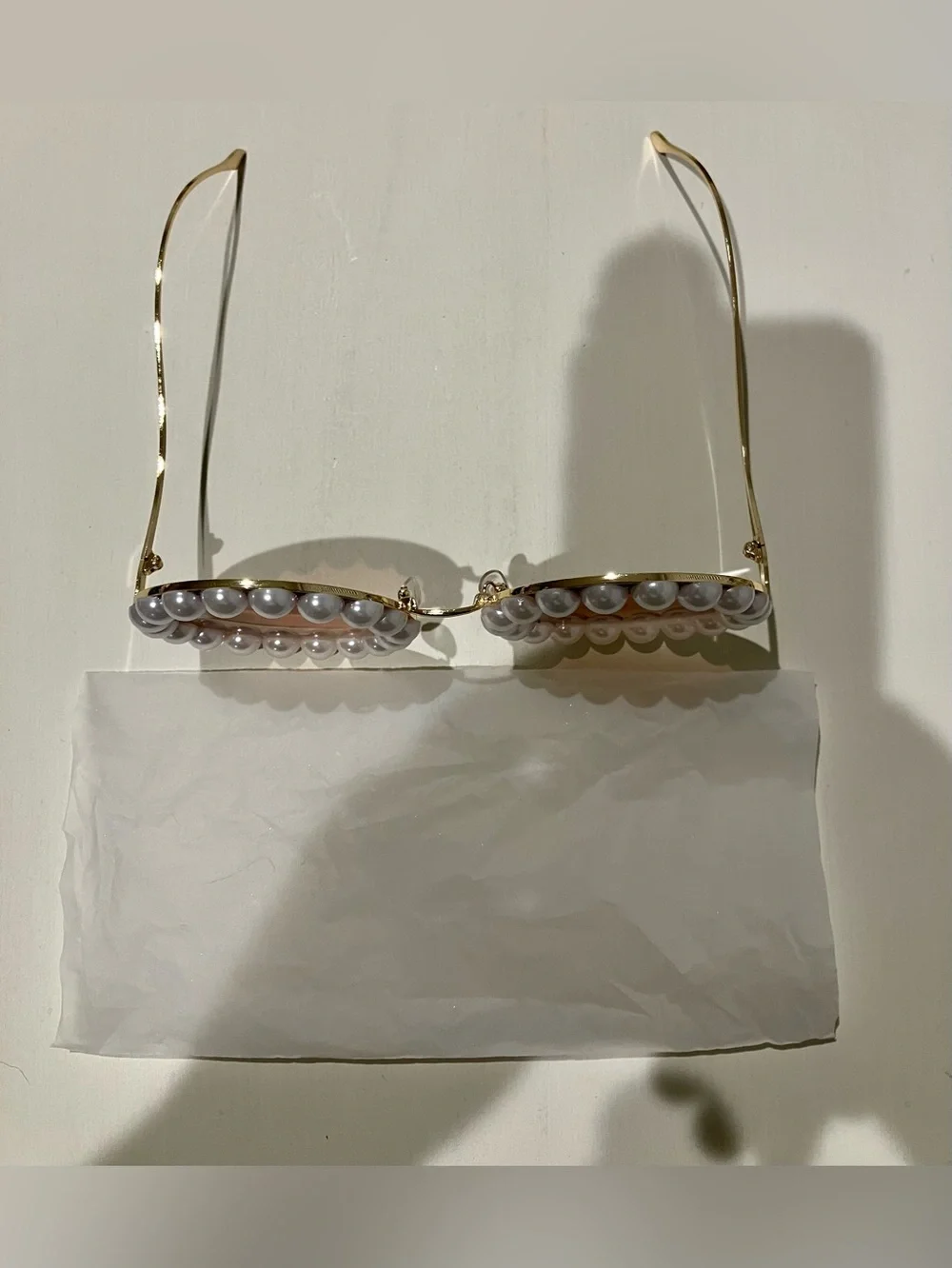 Retro Pearl-Trim Round Sunglasses
